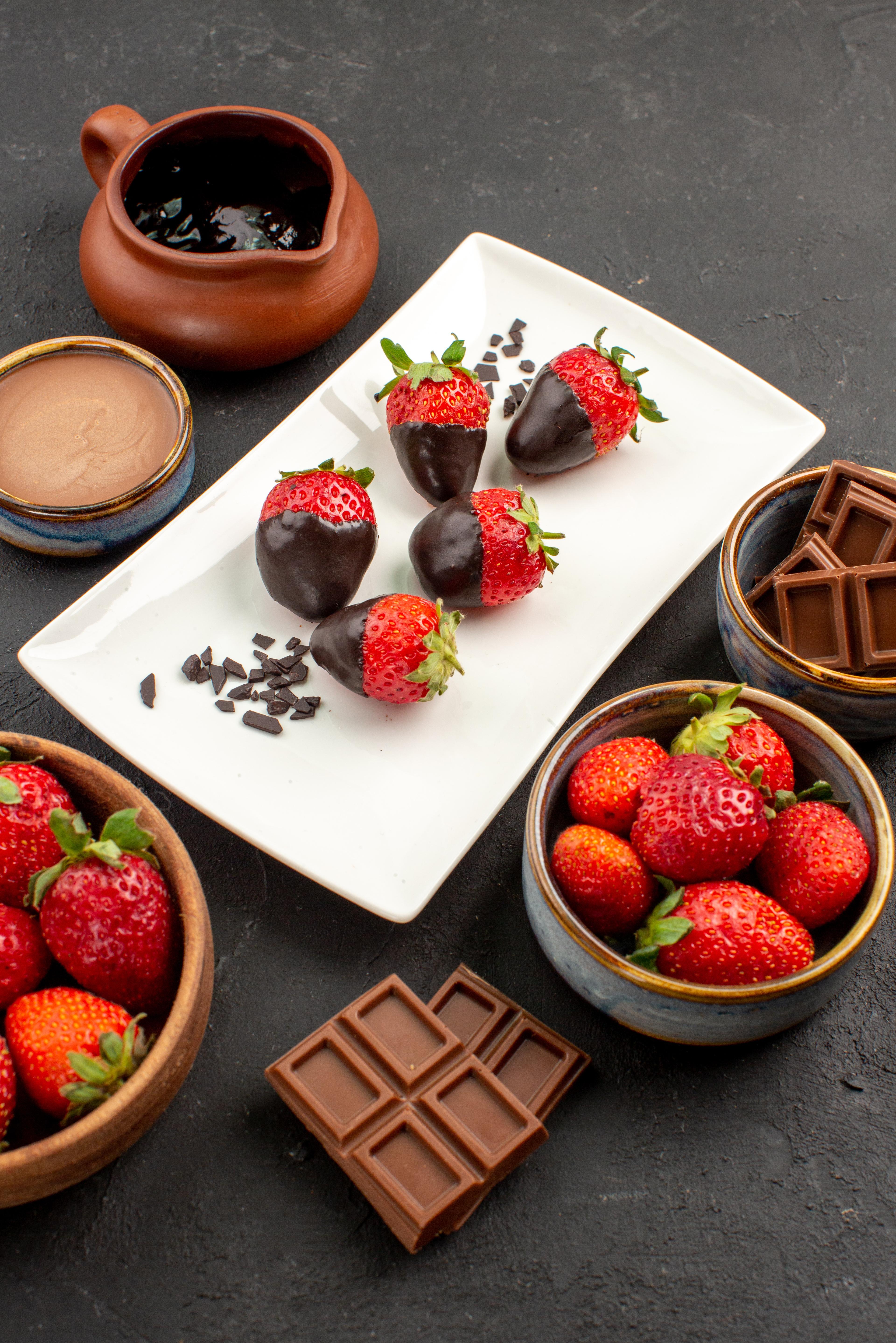 Chocolate dipped strawberry dessert